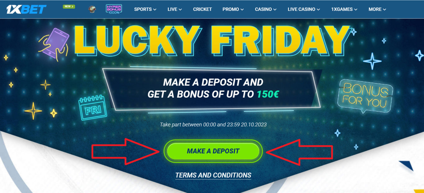 1xBet Lucky Friday Bonus Activation