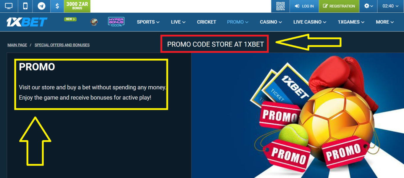 1xBet Enter Promo Code Types